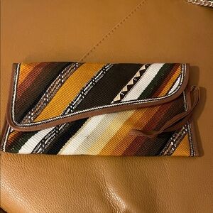 Multicolor Striped Clutch